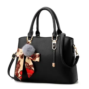 Women's Elegant Solid Color Handbag, Fashionable Pu Leather Crossbody Bag with Pom Pom Charm, Casual Trendy Versatile High-quality Daily Commuting Minimalist Waterproof Tote Bag