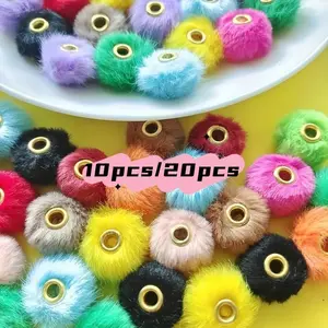10/20pcs 20mm Mixed Color Long Velvet Large Hole Beads DIY Jewelry Making Supplies, Beaded Tassel Charms, Creative Autumn Winter Gift Ideas