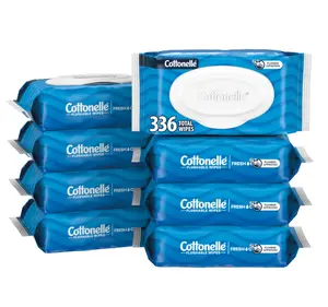 Fresh Feel Flushable Wet Wipes, Adult Wet Wipes, 8 Flip-Top Packs, 42 Wipes Per Pack (336 Total Wipes), Packaging May Vary