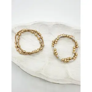 Brushed Gold Beaded Bracelet Set
