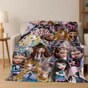 Bratz Doll Inspired Fashion Cartoon Blanket Ultra Soft Flannel Throw Cozy Warm Y2K Art Blanket for Bedroom Couch Sofa Home Picnic Aesthetic Room Decor Birthday Christmas Gift for Girls Teens Women Kids Viral Trending Style