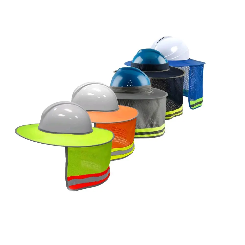 Unisex 5-Pack Multicolor Polyester Construction Hat Sun Visors, 1-Size Work Safety Protective Accessory with Reflective Taping Safety Vest Compatibility