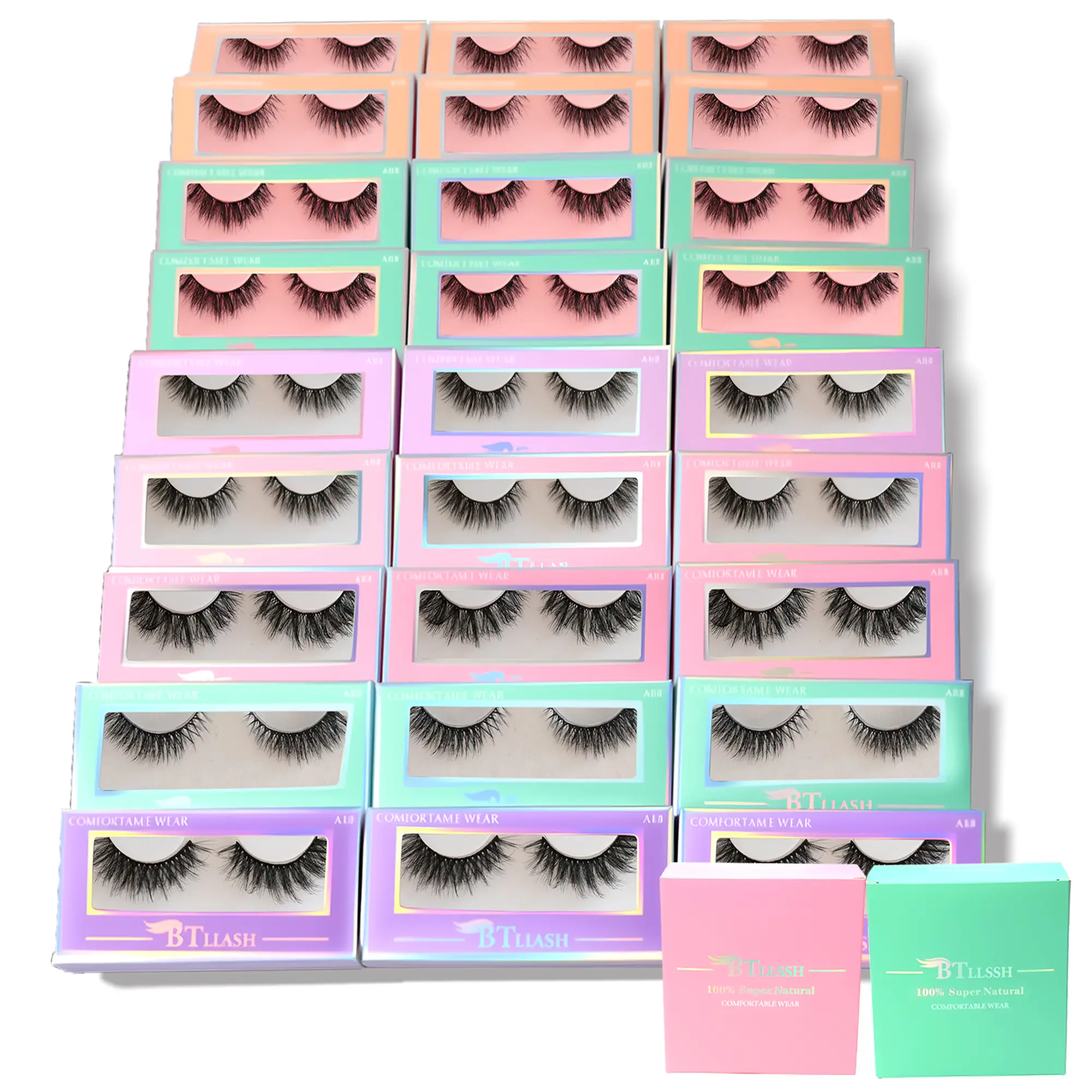 BTLLSSH Lash 27Pairs 3Styles MIX False Eyelashes Faux Mink Handmade Volume Natural Makeup Cosmetic for Everyday Use