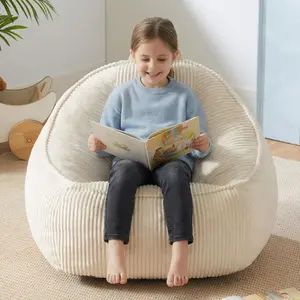 HUGHEAVEN Bean Bag Chairs for Kids, Toddler Bean Bag Chair, Comfy Cozy Reading Chair & Stuffed Toddler Floor Sofa, Soft Beanbag Chairs for Boys and Girls, Lazy Floor Seat for Gaming and Reading, Beige