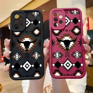 Vintage Western Cowboy Pattern Phone Case, Enhanced Camera Protection,Shockproof Skin-Friendly Touch Soft Cover for Samsung Galaxy S21 S22 S23 S24 S25 Ultra Plus FE A13 A14 A15 A16 A17 A33 A34 A35 A36 A52 A53 A54 Note20
