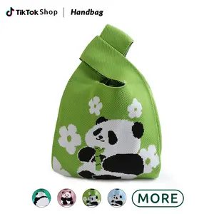 2025 Fashionable Knitted Bag,Panda Handbag,Crochet Tote Bag,Lightweight Women’s Handbag Pouch,Versatile Casual Bag,Trendy All-match Bag for Daily Used,Travel,Work