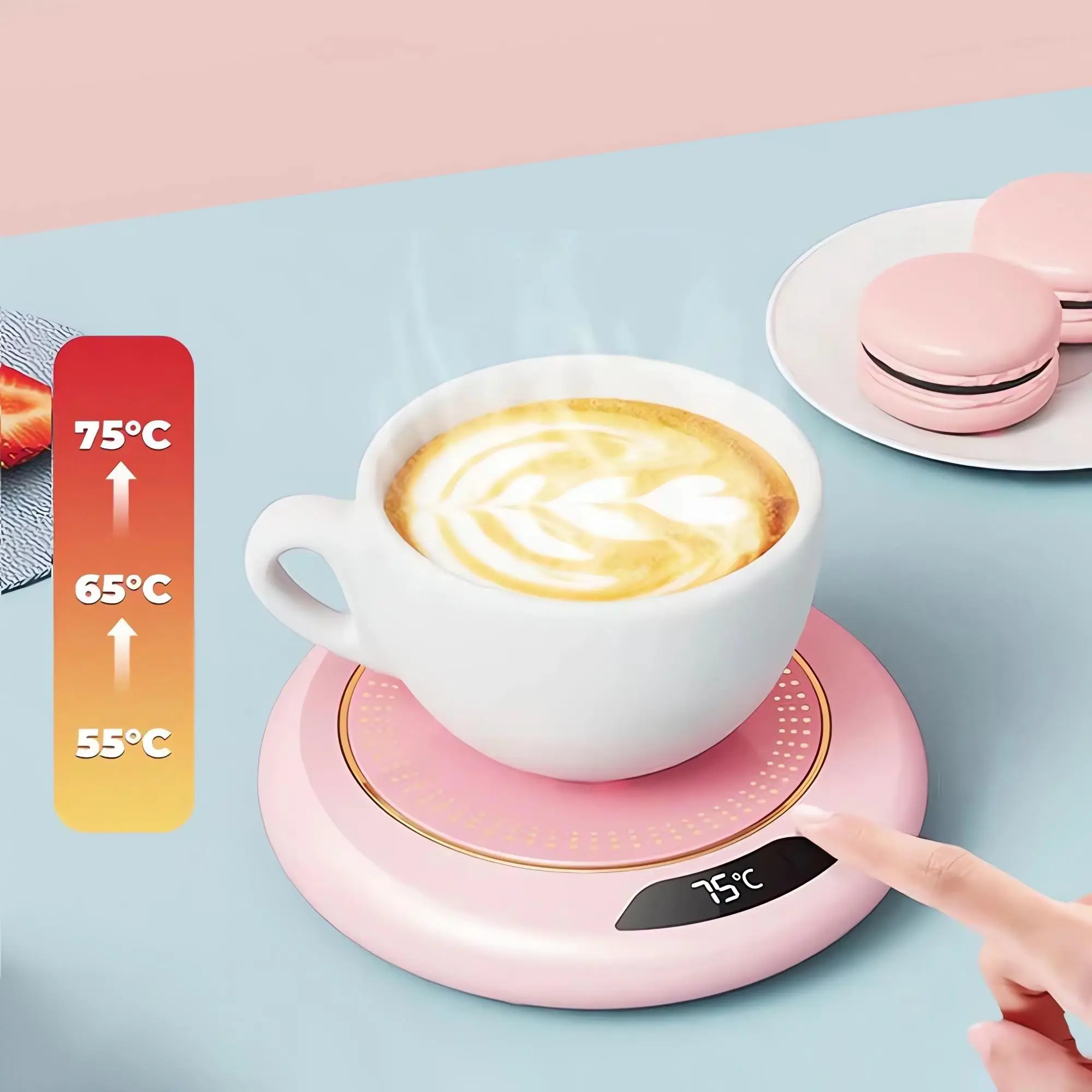 Portable Coffee Cup Heater, USB Powered Electric Smart Heating Pad with 3 Gear Temperature Adjustable, Heating Coasters for Beverage, Milk and Tea
