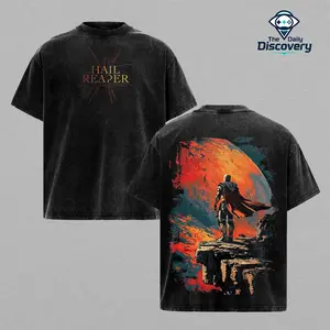 Limited Darrow Howler “Hail Reaper” Graphic T-Shirt, Red Rising Vintage Acid Washed Oversized Tee, Double Sided Sci-Fi Streetwear Unisex Gift for Men and Women