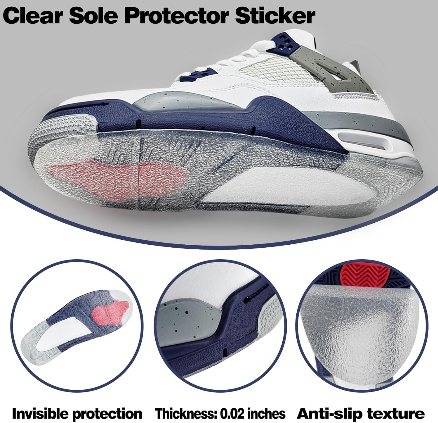 2 Pack Sole Protector for Sneakers | Transparent Anti-Slip Shoe Sole Guards | Durable Shoe Bottom Cover for Sneakers & Heels | Waterproof Shoe Saver