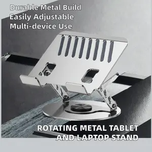Ergonomic 360-Degree Swivel Foldable Metal Laptop Stand - Heavy-Duty Dual-Axis Cooling Riser,Space-Saving Desk Mount for MacBook Pro,Home Office Work Essentials Adjustable left handed keyboard