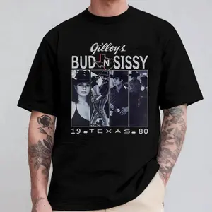 EEY Vintage Urban Cowboy T Shirt Featuring Gilleys Bud and Sissy 1980 Texas Graphic Tee Retro Country Western Movie Fan Gift