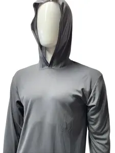Hi Visibility ultra light weight Grey Long sleeve hoodie shirt / polyester birdeye Fabric for quick dry