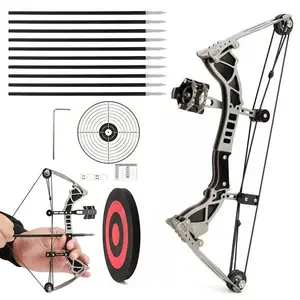 9.5-Inch Stainless Steel Mini Compound Bow and Arrows, Perfect for Beginner Archery Practice and Fun Gifts, High-Power Dual-Use Mini Bow Set