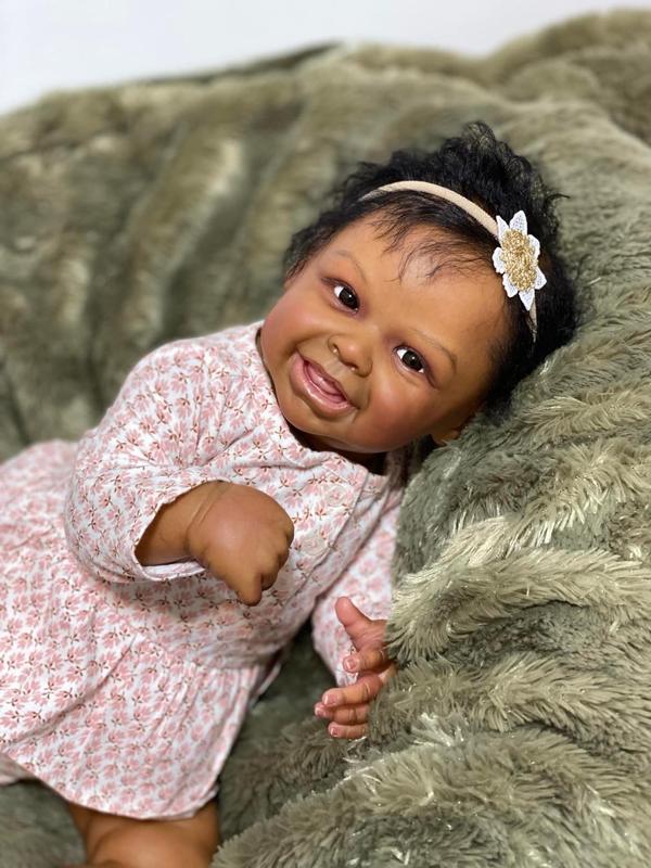 Reborn Baby Dolls Boy Black Biracial African American Realistic Newborn Baby Dolls Lifelike Ethnic Silicone Reborn Toddler Doll Toy Accessories Gift for Collection & Kids Age 3+