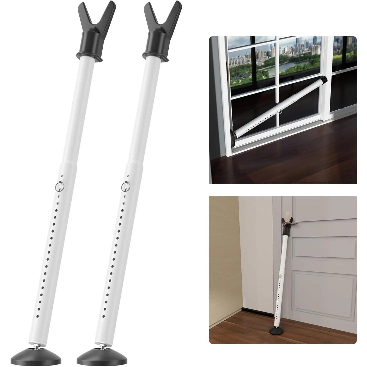 2-Pack Door Stoppers Security Bar – Heavy-Duty Adjustable Door Jammer, Sliding Door Lock Bar, Door Barrier for Windows, Front Doors, Patio Doors, Apartments, Homes, Hotel Rooms