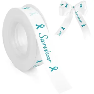 Ovarian Cancer Awareness Products Teal Ribbons 5/8 Inch 10 Yards PTSD  Cancer Pots Sexual Assault Awareness Ribbons for  Wrapping Crafts Wreath Bows Satin Ribbon for Survivor Support