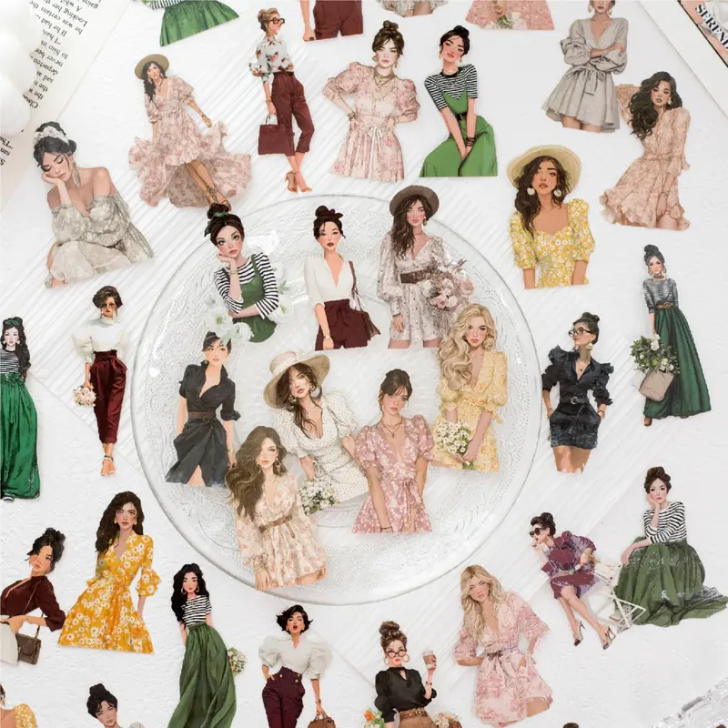 green emerald velvet dress Paper Fashion Stickers  Anna Griffin Inc