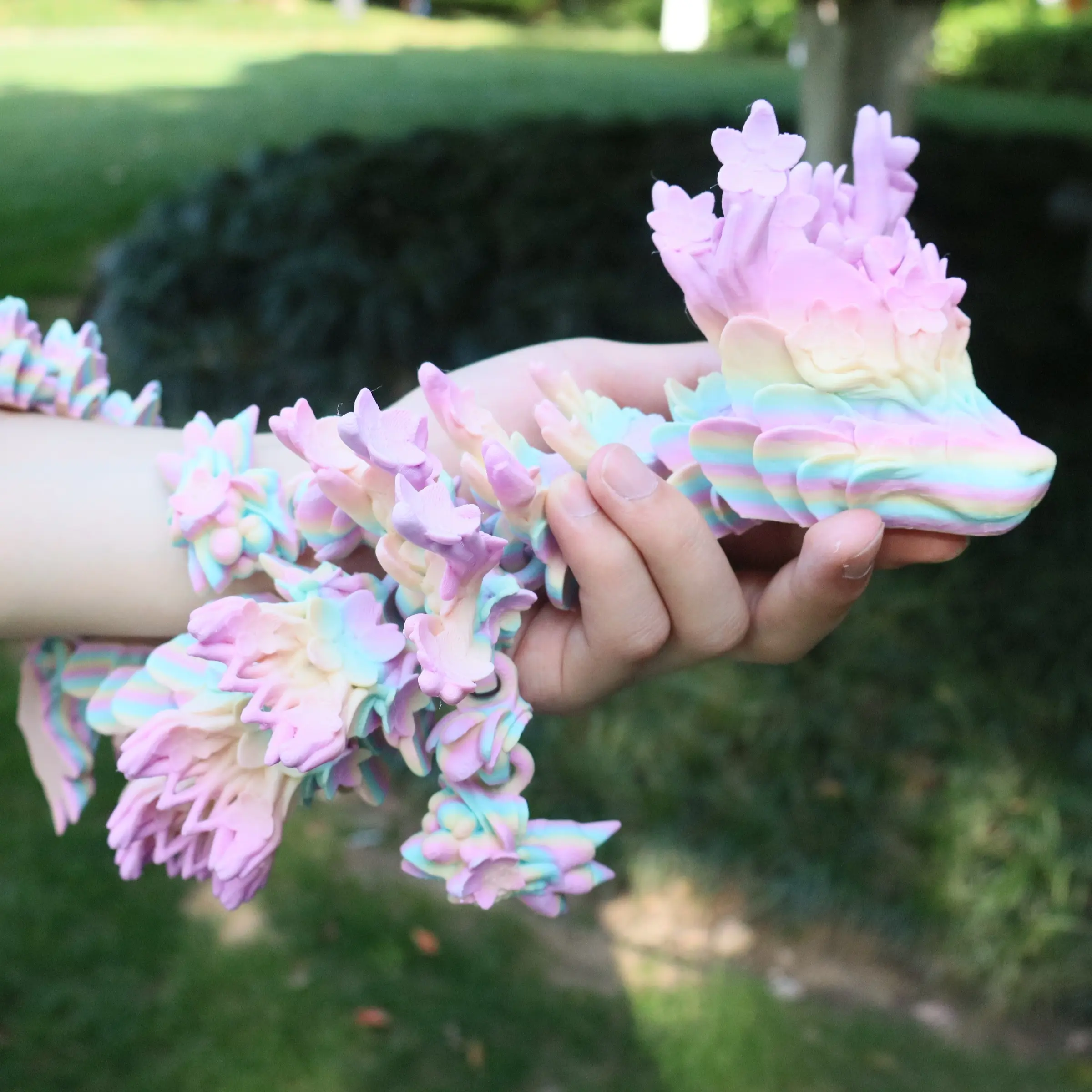 3D Printed 81cm Night Glow in the Dark Rainbow Sakura Dragon Figurine, Figurines Decor, Figure Decor, Perfect Gift for Birthdays, Halloween, Christmas, Desk Decoration, Graduation Gifts, Decoration Items