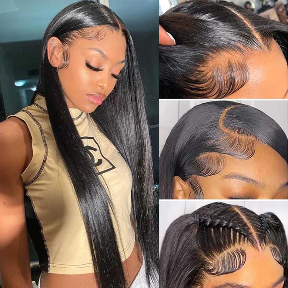 Harmsh Straight Human Hair Wigs Indian 13X6 HD Lace Frontal Wigs For Women Pre plucked 180% Density Lace Front Human Hair Wigs