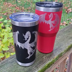 Dragon tumbler, 20oz, 30oz, engraved tumbler, personalized tumbler, laser engraving, travel mug, coffee mug, personalized gift