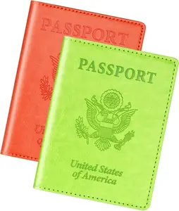 Green & Orange Passport Holder Travel Passport Wallet Cover Case for Women Men & Family Cruise Travel Essential Passport Book Protector