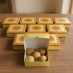 Elegant Mandala Design Sweet Boxes | Handmade Gift Boxes for Wedding, Pooja & Festivals | Ideal Mithai/Favor Box | Cherished Gifting