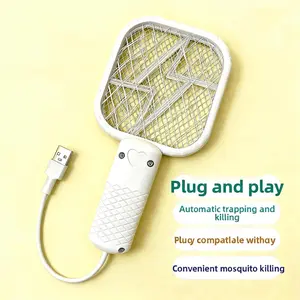 2026 Mini Portable Electric Mosquito & Fly Swatter USB Rechargeable Bug Zapper with UV Attracting Light Safe Protective Mesh for Indoor Outdoor Home Camping Use