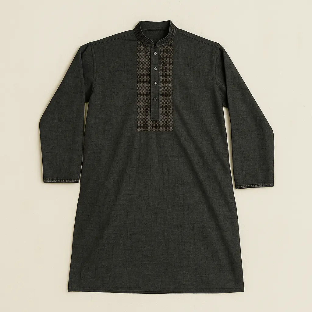Muslim Panjabi for Men Bangladesh Pakistan India Gray Color Long Sleeve Long Shirt Islamic Clothing All Day Wear