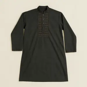 Muslim Panjabi for Men Bangladesh Pakistan India Gray Color Long Sleeve Long Shirt Islamic Clothing All Day Wear