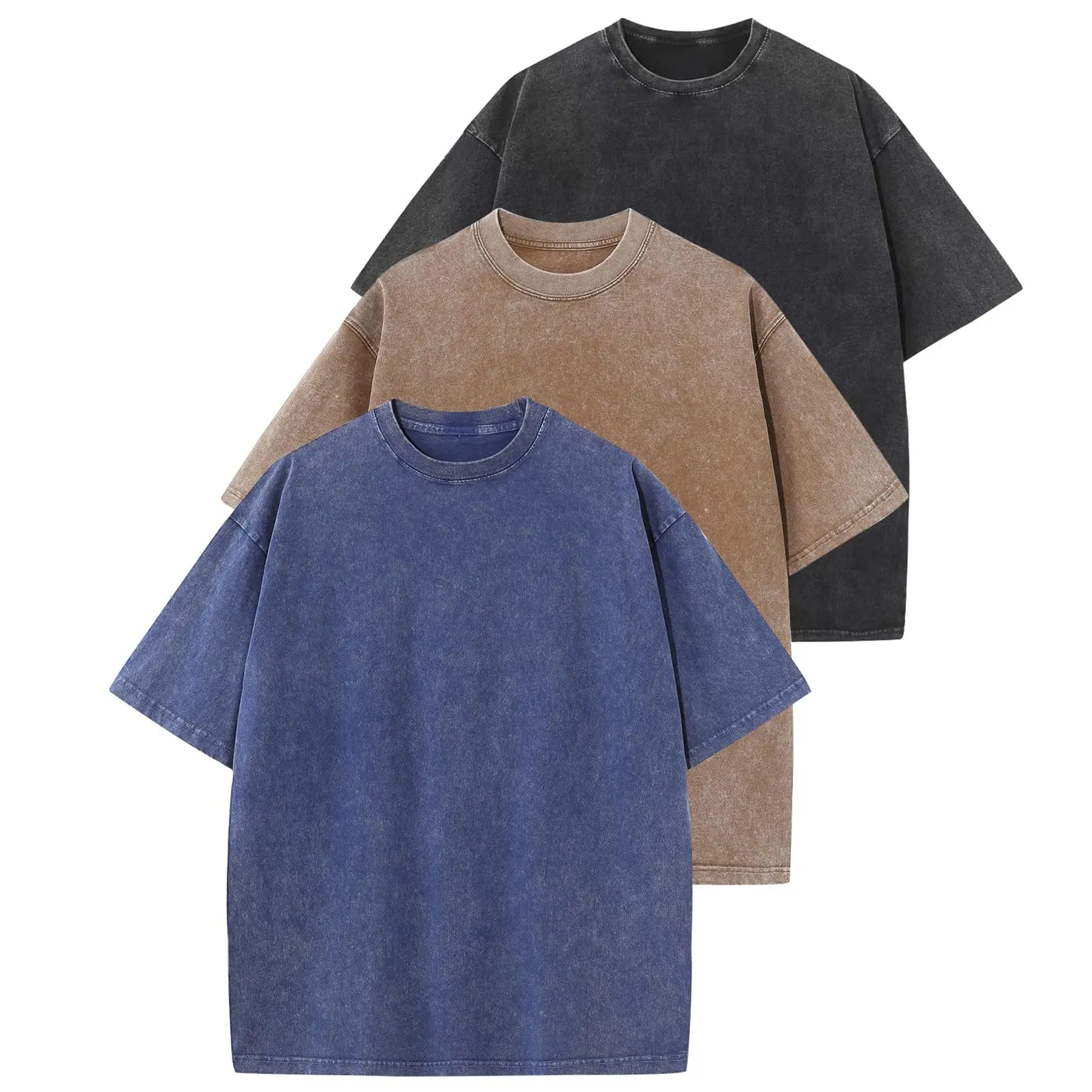 Gihuo Men Women Oversized T Shirts Vintage Tee Loose Fit Short Sleeve Casual Streetwear Baggy Washed Unisex Tops Beige Crewneck Machine Washable High-Quality Cotton Basic Menswear Tropical Fabric Classic Tshirt