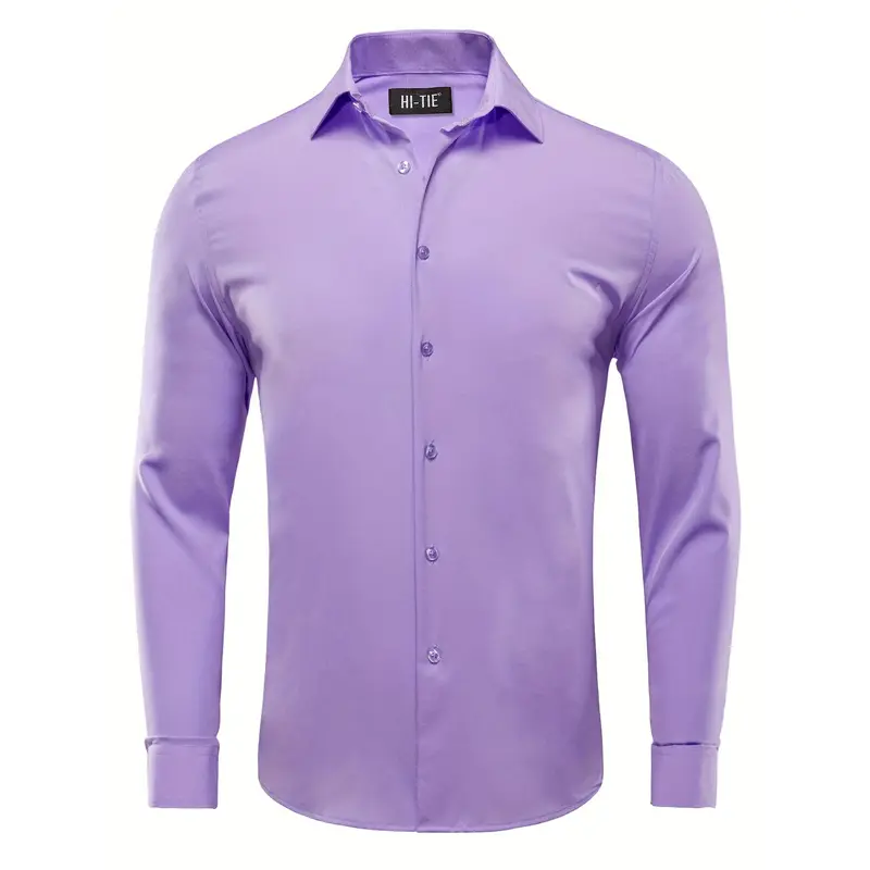 Men's Elegant 4-Way Stretch Dress Shirt - Wrinkle-Free, Long Sleeve, Lavender Purple, Polyester, Lapel Collar, Button Detail, Versatile for Casual & Semi-Formal Wear - TikTok Shop Men's Elegant 4-Way Stretch Dress Shirt - Wrinkle-Free, Long Sleeve, Lavender Purple, Polyester, Lapel Collar, Button Detail, Versatile for Casual & Semi-Formal Wear - TikTok Shop