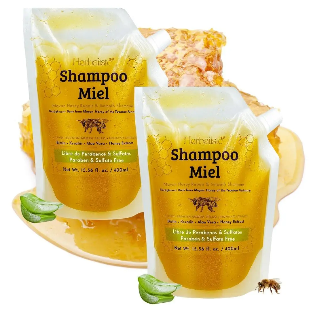 2 Pack Bundle - Viral Mayan Honey Shampoo (400ml / 13.5 fl oz) Each – Real Honey Extract • Strengthens, Restores & Boosts Natural Shine – Handcrafted in Mexico