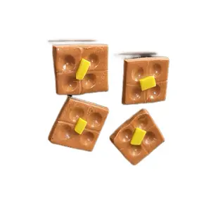 Waffle Theme Clay Magnet - Brown Square Design with Yellow Accents - Clay Magnet for Your Collection