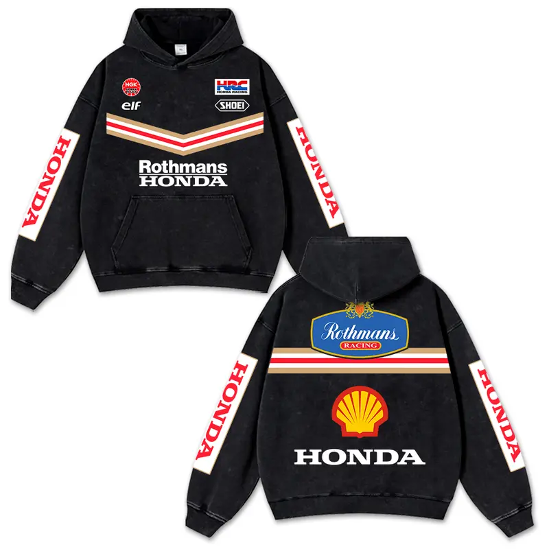 Retro Honda Rothmans Racing Washed Hoodie MotorGP World Champion