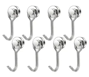 8/16-Pack Swiveling Magnetic Hooks — No-Drill, Strong-Hold Rotating Hooks (Magnetic Iron) — Heavy-Duty Hooks for Kitchen, Refrigerator, Wall, Desk, and Classroom Storage
