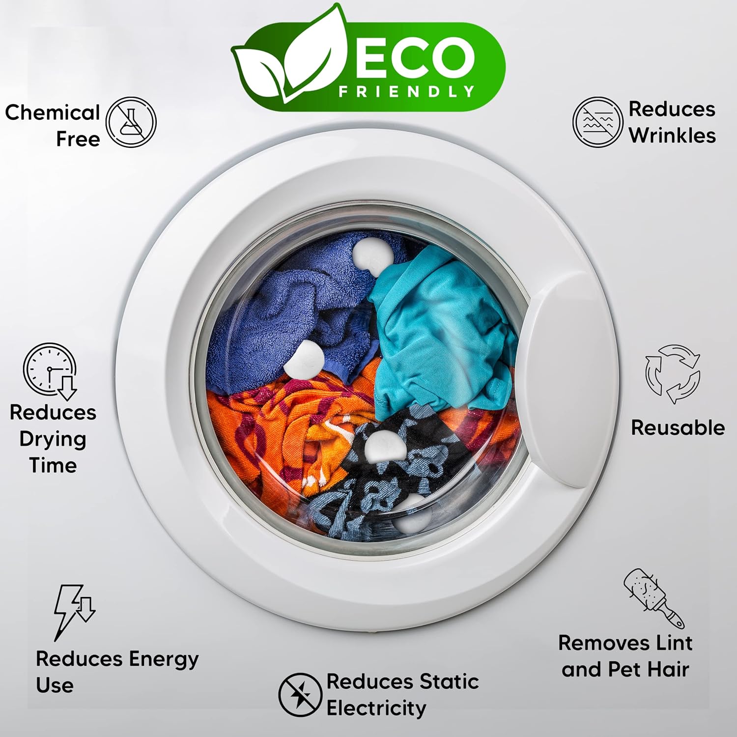 【FaddishDeal】6PCS Natural wool drying ball. Natural soft fabric, reusable, reduce wrinkles and save drying time, anti-static。 Laundry Springtok