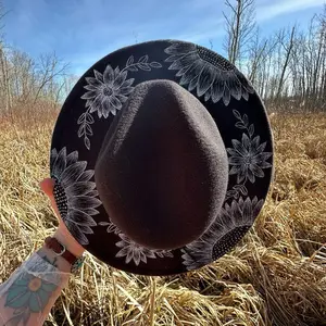 Sunflower Hand Burned Hat