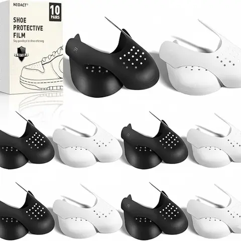 10 Pairs Universal Reusable Silicone Skin Friendly Shoe & Boot Toe Guards, Cuttable with Easy Guide Lines, Flat Toe Box Maintainer, Extends Shoe Life, Fits Air Force Jordan Dunk Low (Men’s 7-13, Women’s 5-9, Maintains Shape, Daily Wear)