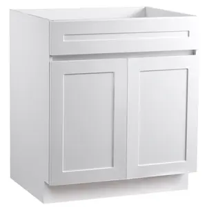 【Summervibes】VEVOR White Shaker Base Cabinet, 30-Inch Unassembled Sink Base Cabinet, 30" W x 24" D x 34.5" H Ready to Assemble Cabinet with Soft-Close Doors and Adjustable Shelf, for Home Office
