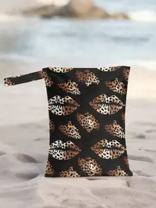 Leopard Print Reusable Women's Tote Bag, Dry Wet Use, Ideal for Beach Pool, Diaper Bag, Casual Style, All Seasons