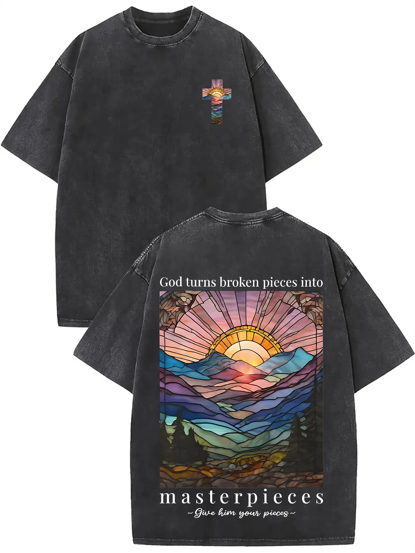 valentine shirts God turned broken pieces into masterpieces, printed, washed, made old T-shirts, 100% cotton casual fiction men's T-shirts, short sleeve summer shirts, comfortable fit, trendy street style crew neck T-shirts for everyday and outdoor wear.