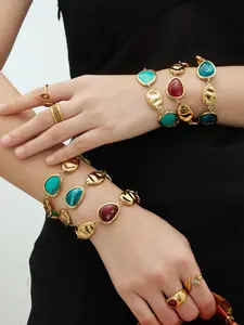 Elegant Waterdrop Resin Bracelet, Stainless Steel Jewelry, Daily Wear & Party Accessory, Fashionable European and American Style