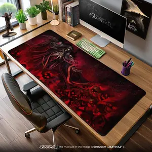 Ainz Ooal Gown Mouse Pad – Red Necromancer Skull Swarm Design, Overlord Anime Gaming Desk Mat, Shonen Otaku Gift Idea