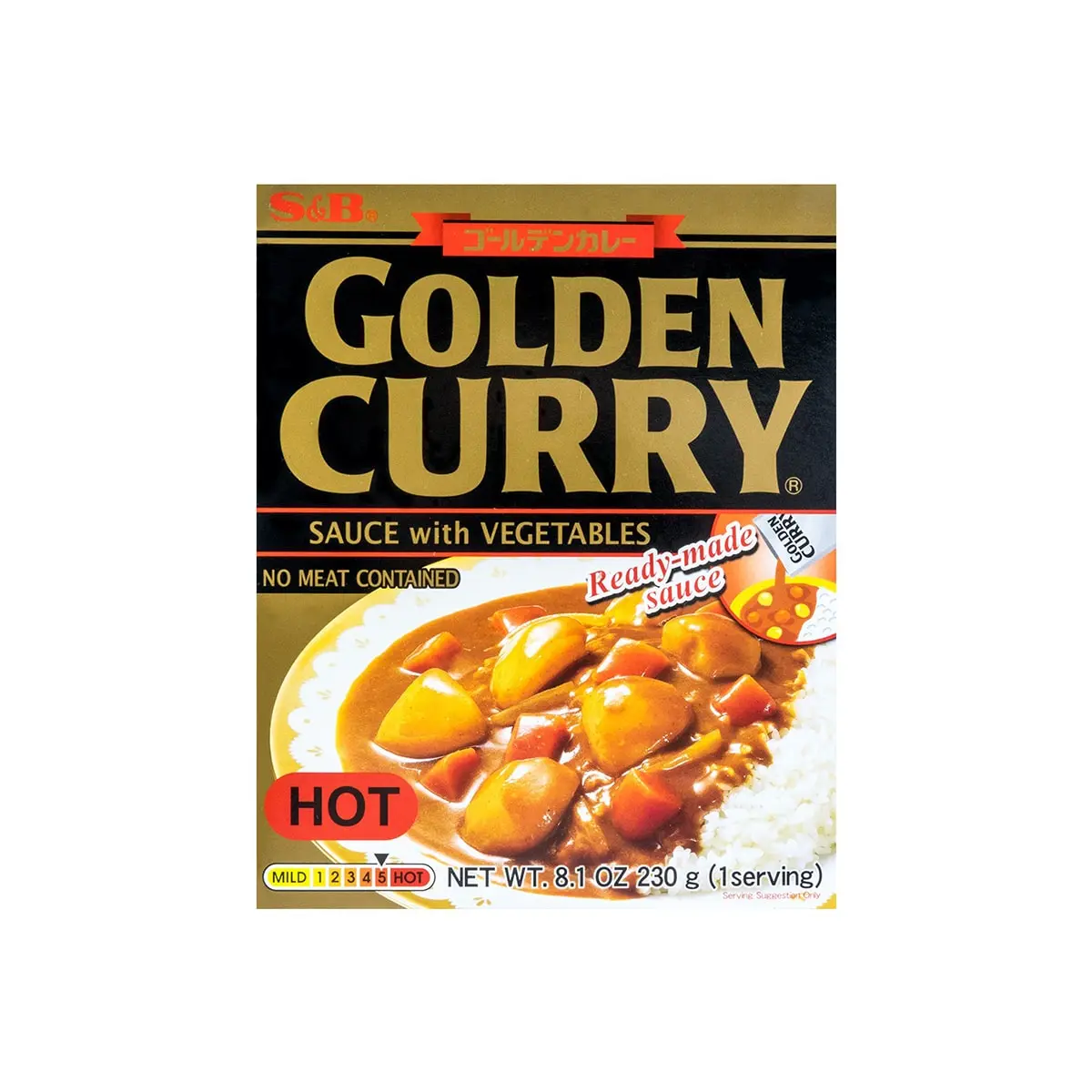 S&B Golden Curry Hot - Microwaveable Japanese Curry Roux, 230g - Authentic Flavor, Quick Meal Solution