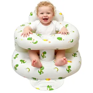 Inflatable Baby Sit-Me-Up Floor Chair with Built-in Air Pump, Full Enclosure Protection, PVC Material for 3 Months & Up Toddlers