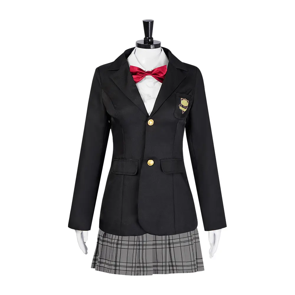 Gogo Yubari School Girl Cosplay Costume Adult Black Blazer Plaid Skirt Set for Comic Con