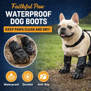 Waterproof Dog Boots (2-pack) for Small and Medium-sized Dogs – Adjustable Straps, Non-slip Soles, Easy-on and Off Paw Guards, Suitable for Snow and Muddy Terrain.