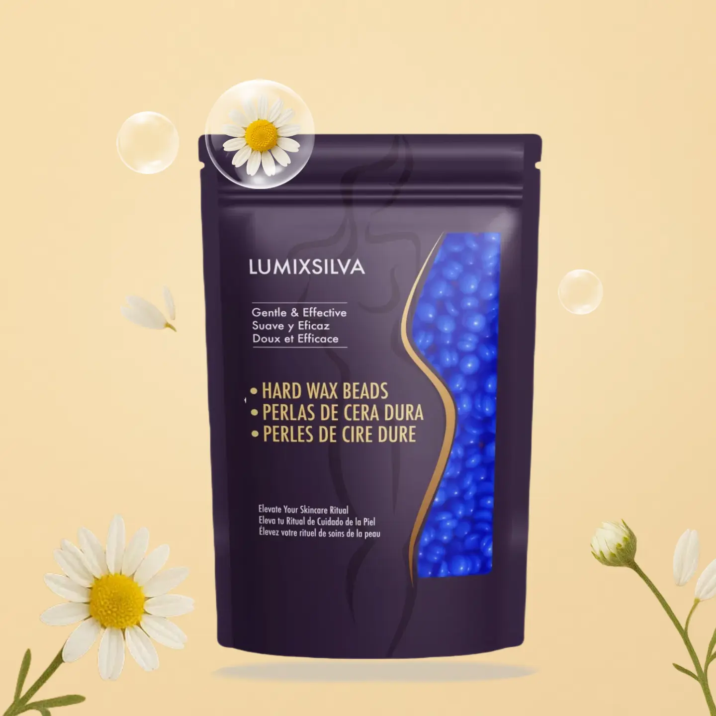 LUMIXSILVA Chamomile Hard Wax Beads for Full Body Hair Removal Gentle Effective for Sensitive Skin Bikini Line Brazilian Waxing Underarm Home Use