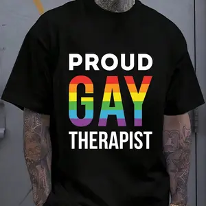 Proud Gay Therapist Rainbow T-Shirt, LGBTQ+ Ally Pride Tee Shirt TOP