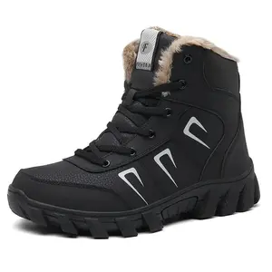 Men’s Thermal Insulated Winter Boots – Waterproof Snow Boots with Warm Plush Lining, Non-Slip TPR Sole, Arch Support, Durable PU Upper, Lace-Up Cold Weather Shoes for Hiking, Snow, and Everyday Wear